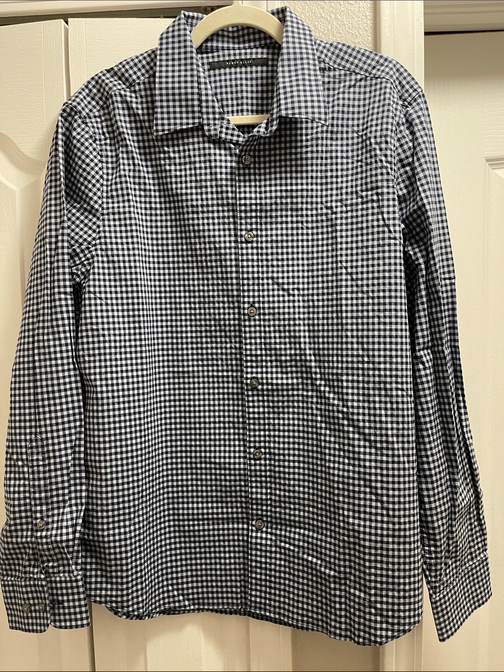 Perry Ellis Black and White Gingham Button-Down Shirt